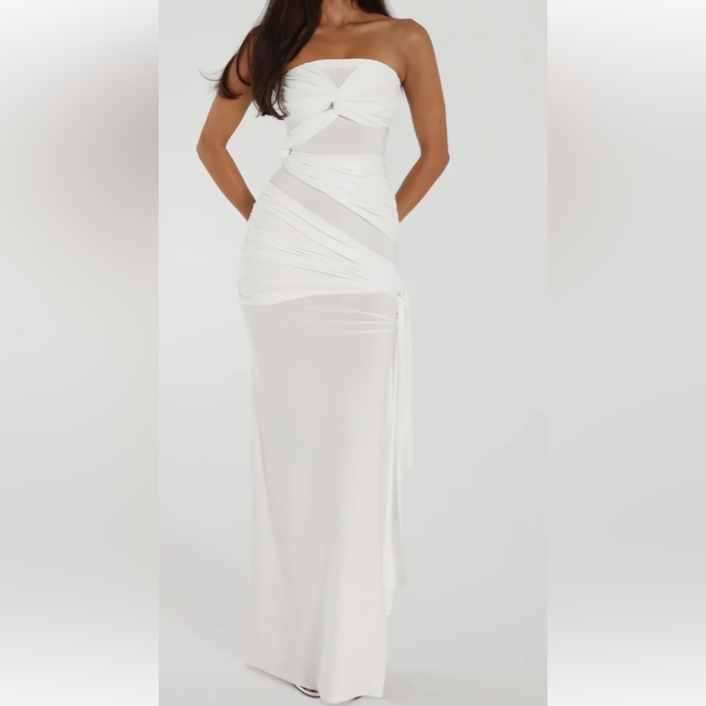 Natalie Rolt Miranda Gown Elegant White Strapless Dress Size 1